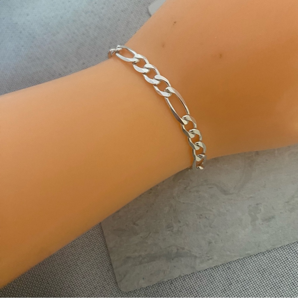 Solid Real 925 Sterling Silver Dainty Figaro Chai… - image 3